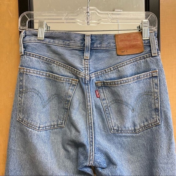 LEVI'S 501 High Rise Skinny Leg Button Fly Distressed Jeans Size 24 - Picture 9 of 16